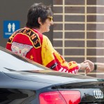 Ronnie Wood of the Rolling Stones arrives at Adelaide Stusios for rehersal